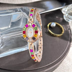 Color zircon advanced sense diamond set women's watch niche bracelet bracelet Small exquisite quartz watch cross-border hot sale