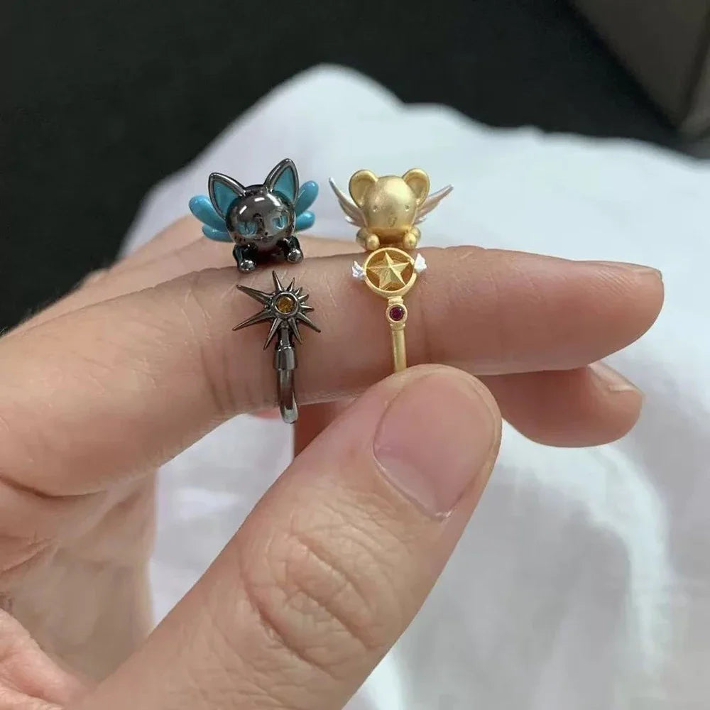 Anime Card Captor Sakura KINOMOTO SAKURA CERBERUS Cosplay Ring Girl Kawaii Cartoon Rings Jewelry Accessories Christmas Gift