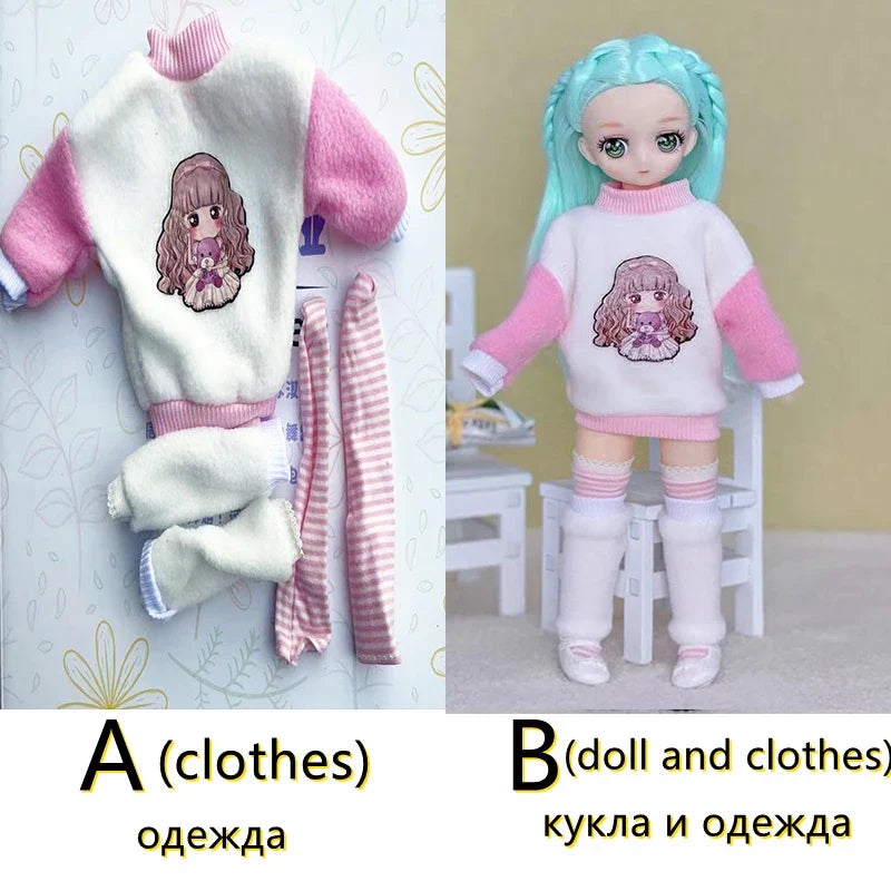 30cm Two-dimensional Doll Comic Face 1/6 Bjd Doll or Dress Up Clothes Children's Girl Birthday Gift Toys Kids Toys