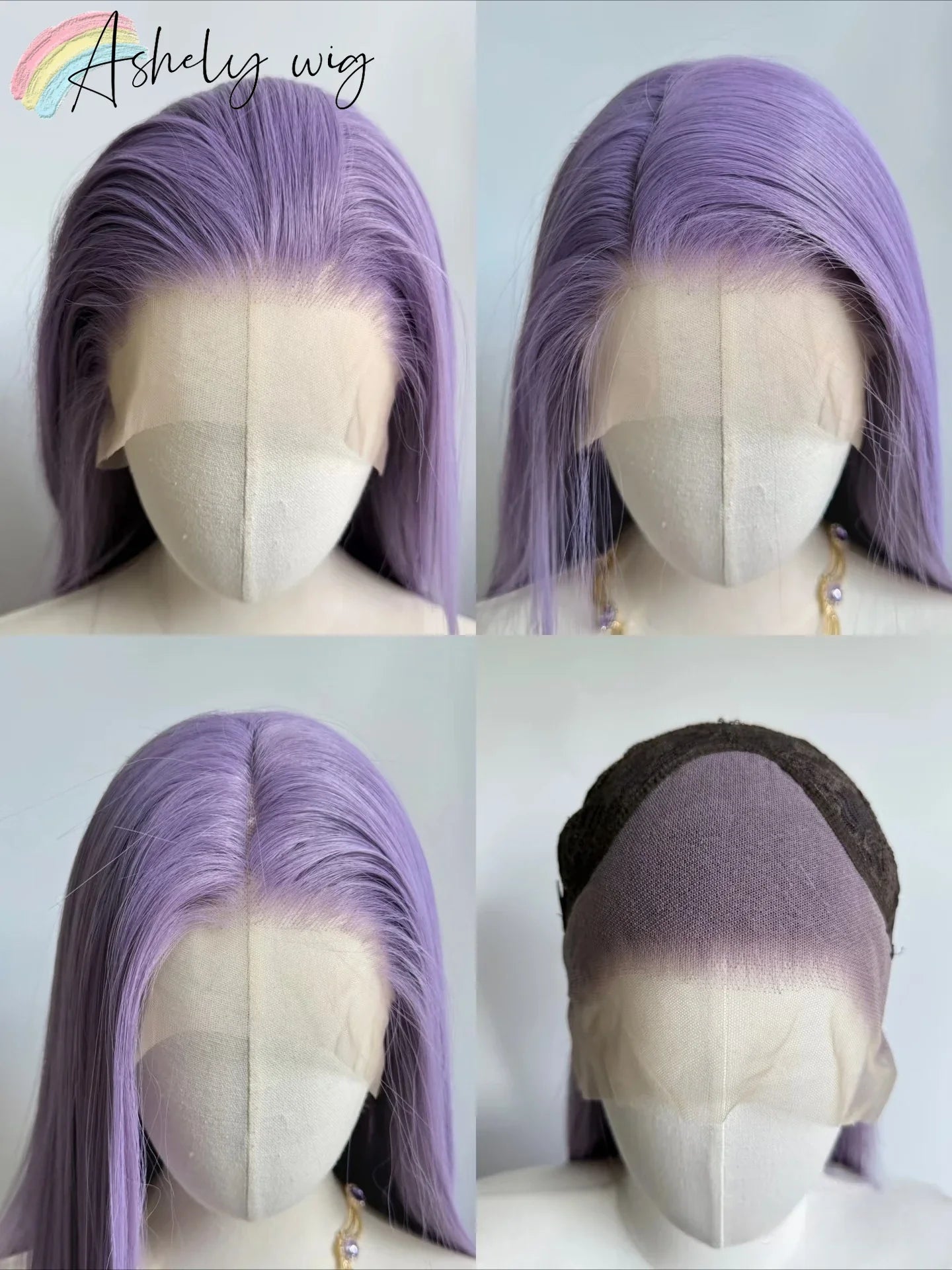 Ashely Light Purple Wig Special Grey-purple Lace Front Wigs 26inch long straight 13*4 Synthetic Lace Wigs for Cosplay Daily Use