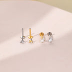 1PC Titanium Zircon Star Flower Labret Piercing for Women Cartilage Tragus Daith Helix Stud Earring Body Jewelry