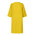 Cotton Linen Women's White Mini Dresses Half Sleeve Holiday Vacation Women's Dress V Neck Solid Color Women's Summer Party Dress