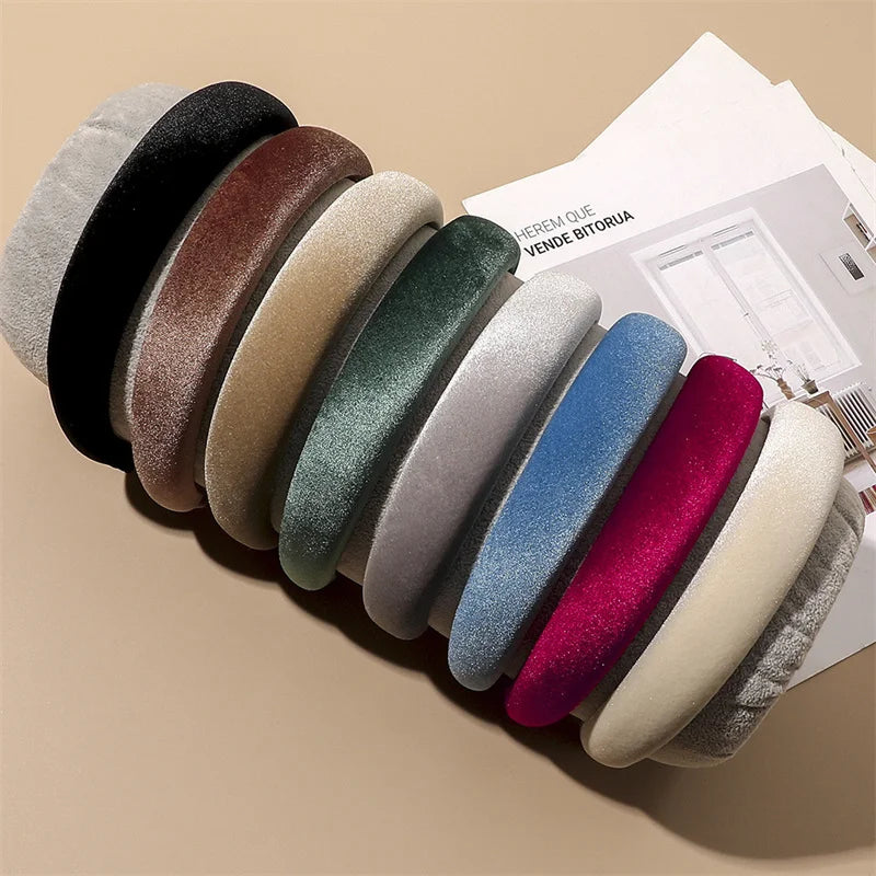 Autumn Winter Soft Velvet Cloth Sponge Padded Hairbands for Women Girls Casual Shopping Face Washing Dress Up Hair Accessories