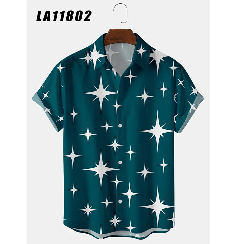 2024 Men's Shirts Creative Panda Printed Short Sleeve Shirt Men Street Summer Hawaii Beach Retro Harujuku For
