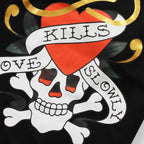 Bangniweigou Skull Love Print Zipper Short Cardigan + High Waist Straight Leg Pants Two Piece Set Women Tracksuit Autumn Winter