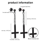 BONISKISS Men Women Stainless Steel Inverted Upside Down Cross Earring Church of Satan Temple Occult Satanic Witchy Stud Jewelry
