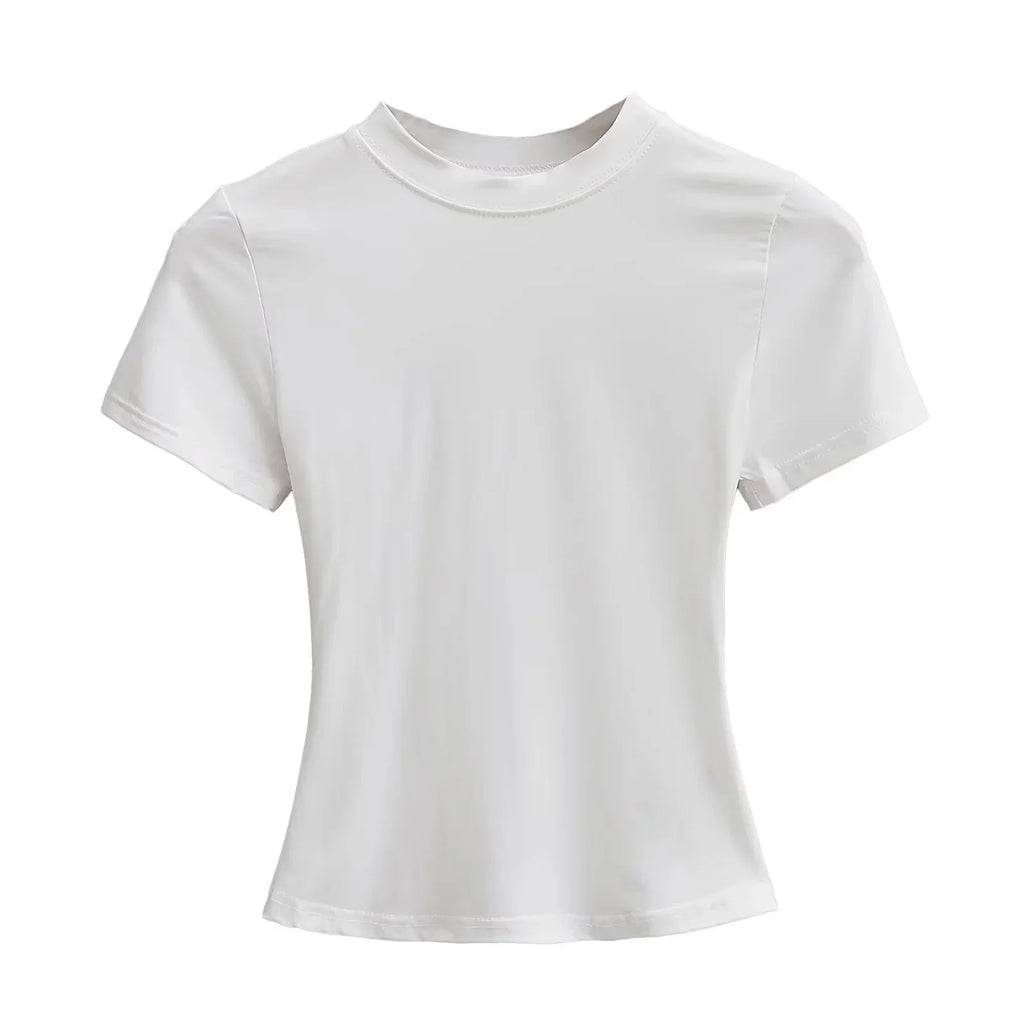2025 New High Quality Casual T shirt Sexy Slim Short Sleeves Fashion Trend Solid Women Clothing y2k Tops