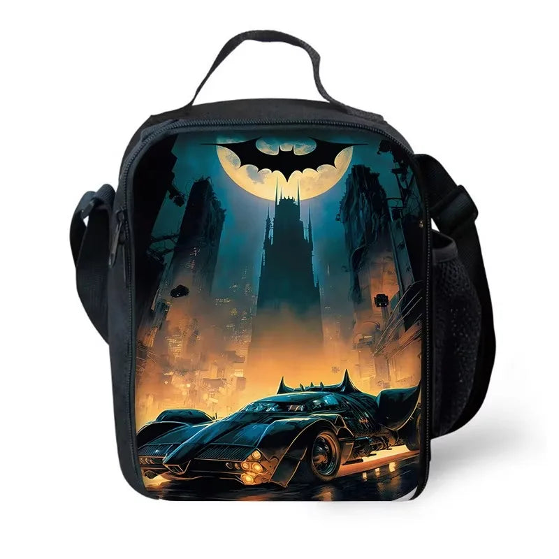 Child Superhero Batmans School Backpack with Lunch Bags ,Pencil Bags ,School Bags for Boys Girls Best Gift