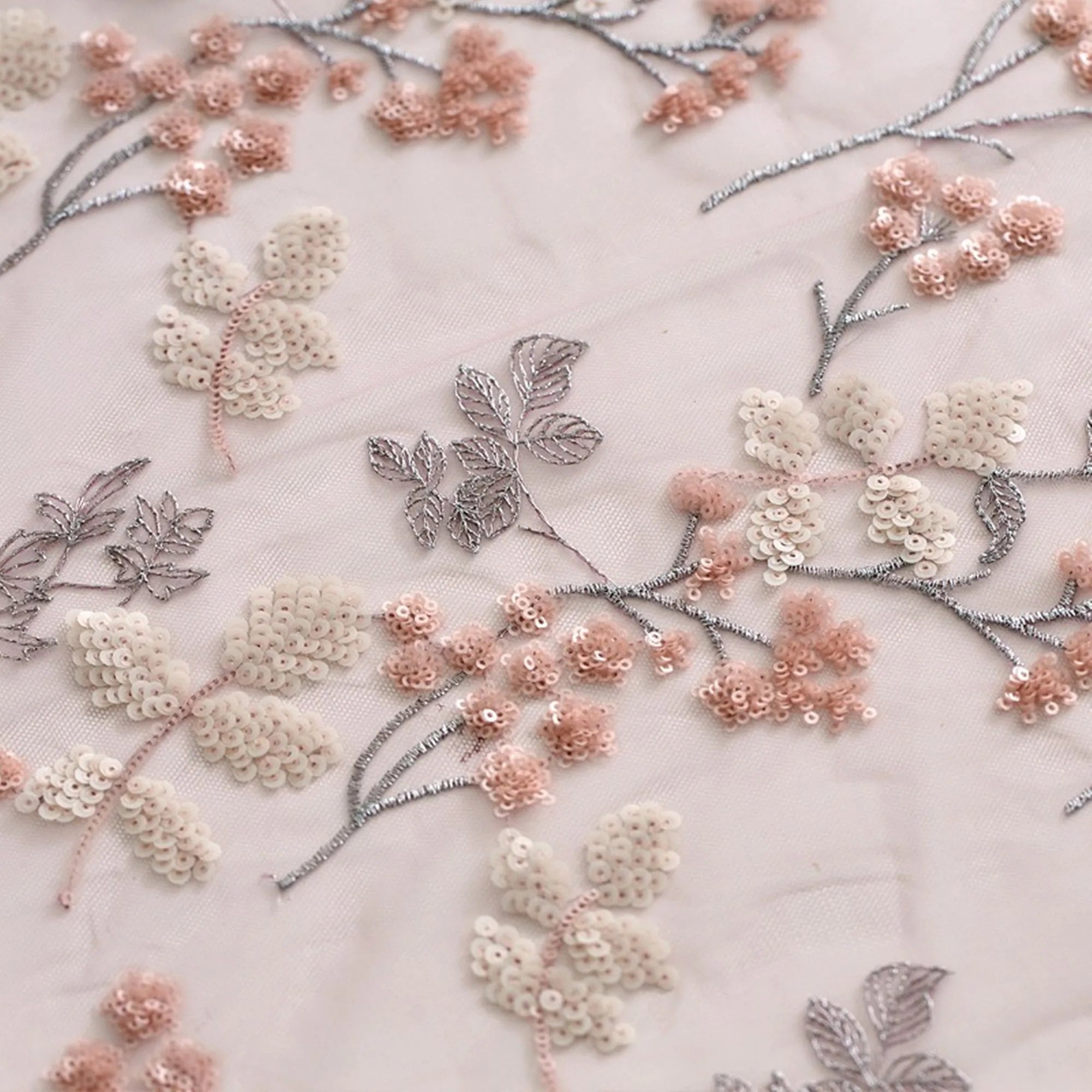 Bead embroidery with three-dimensional beads; lace embroidery flower patch for wedding dress decoration and accessory patch.