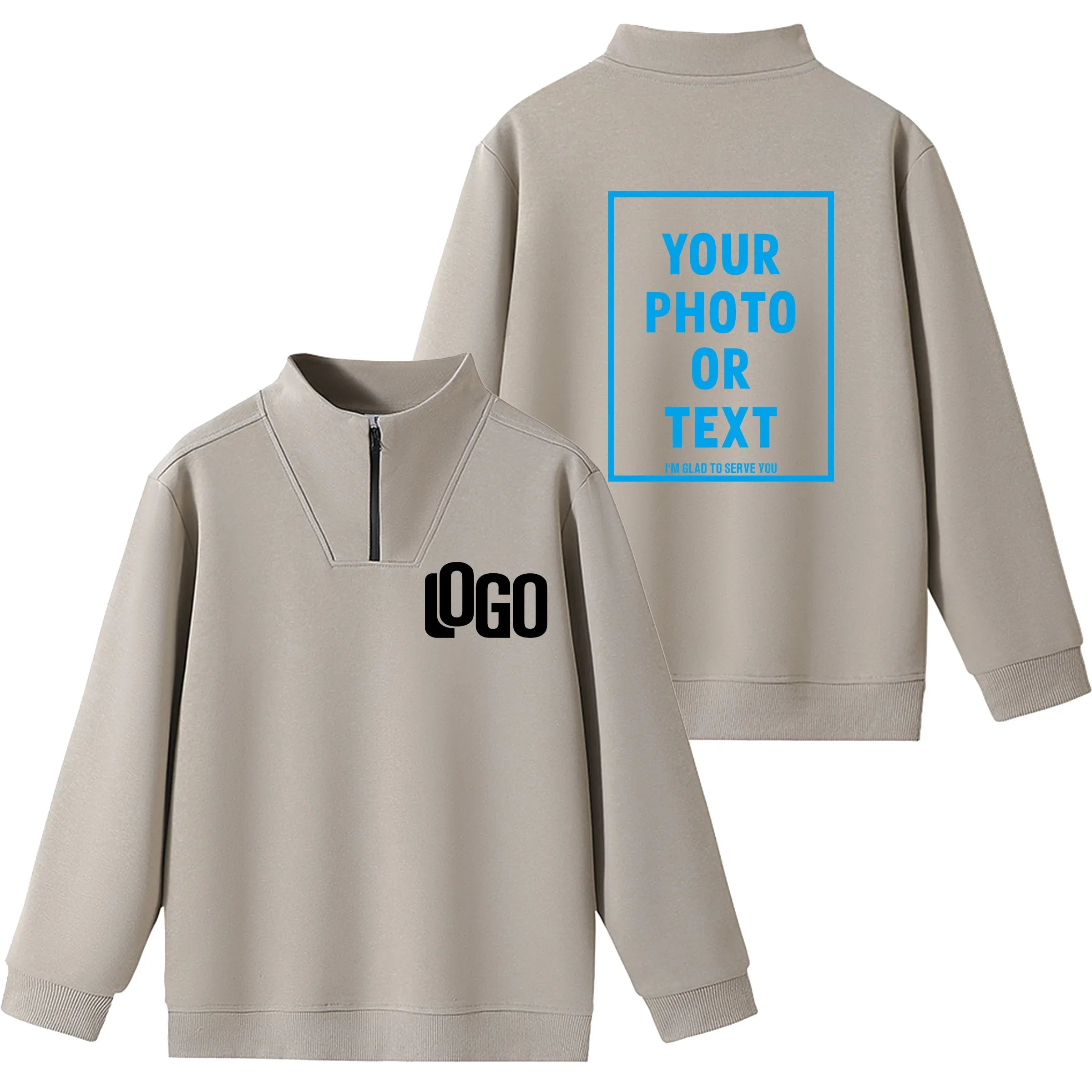 DIY Customized Logo Sweater Men's Loose Size Hoodie Spring/Autumn Cotton Sportswear High Quality Top Men's Hip Hop Zipper Hoodie