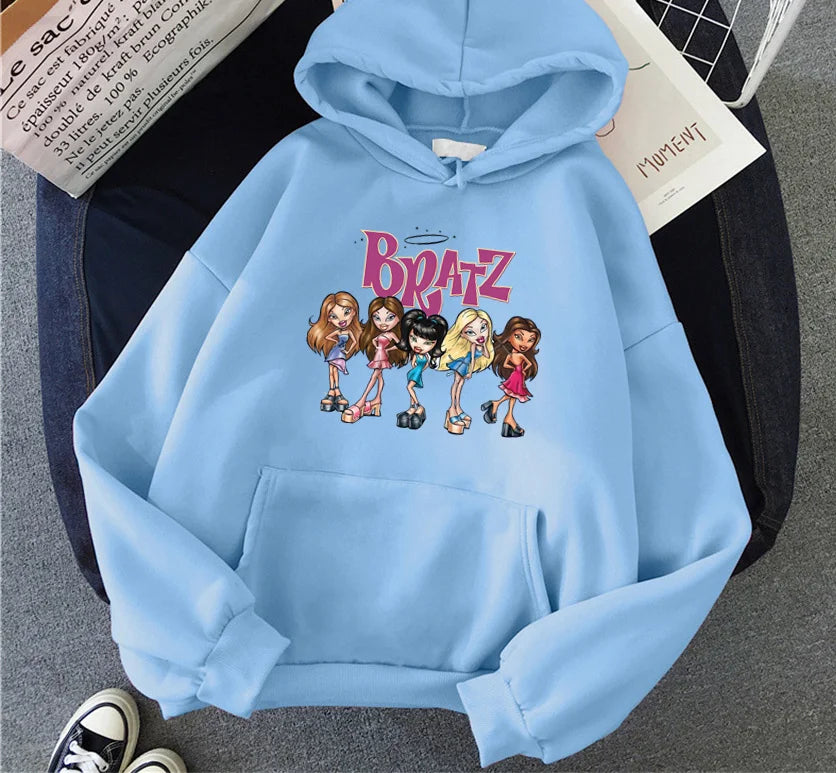 Bratz Letter Printed Plus Size Woman Hooded Sweatshirt Women Hoodie Hip Hop Long Sleeve Streetwear Unisex Male Clothes Tops