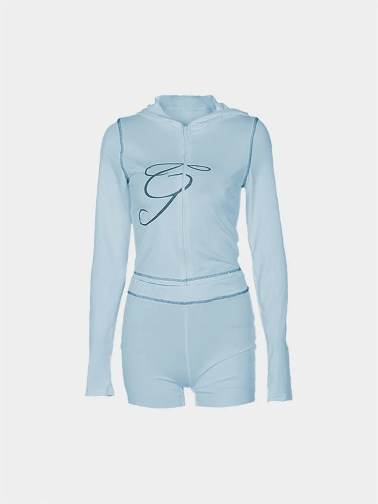 2025 Spring Fashion New Casual Women's Sets Long Sleeve Zipper Hoodie Tops and Pants Streetwear White Two 2 Piece Set Outfits