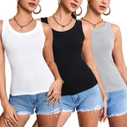 3-piece Ladies Solid Color Vest Fashion Joker Young Woman Threaded Camisole