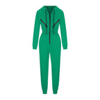 Autumn Women's Monochrome Long-Sleeved Jumpsuit Solid Color Zip-up Sportswear Female Winter Casual Tracksuit Fashionable Hoodies