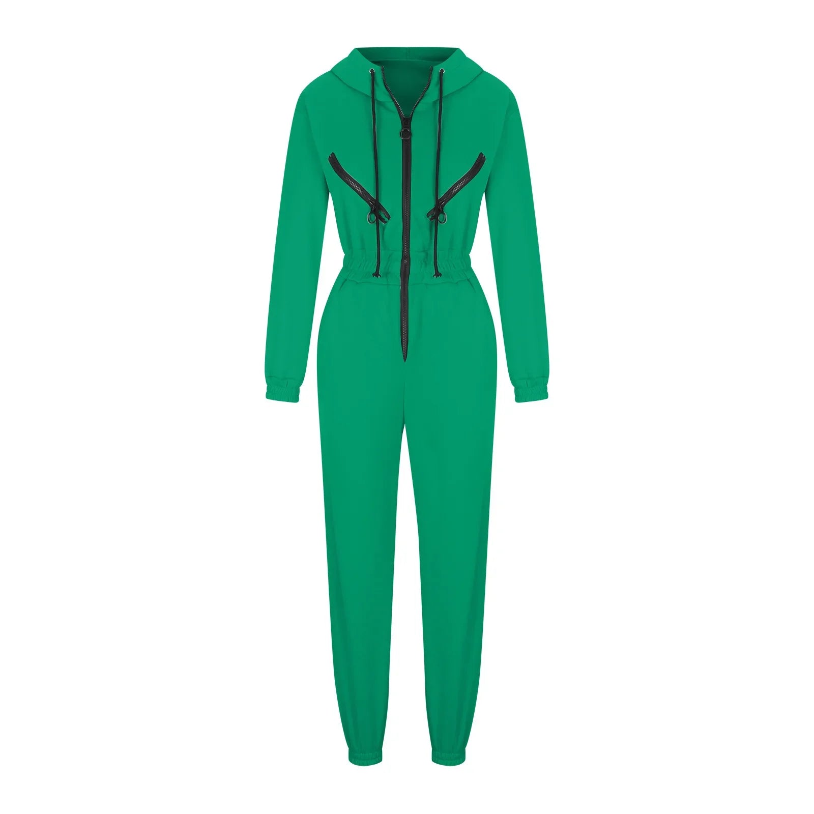 Autumn Women's Monochrome Long-Sleeved Jumpsuit Solid Color Zip-up Sportswear Female Winter Casual Tracksuit Fashionable Hoodies