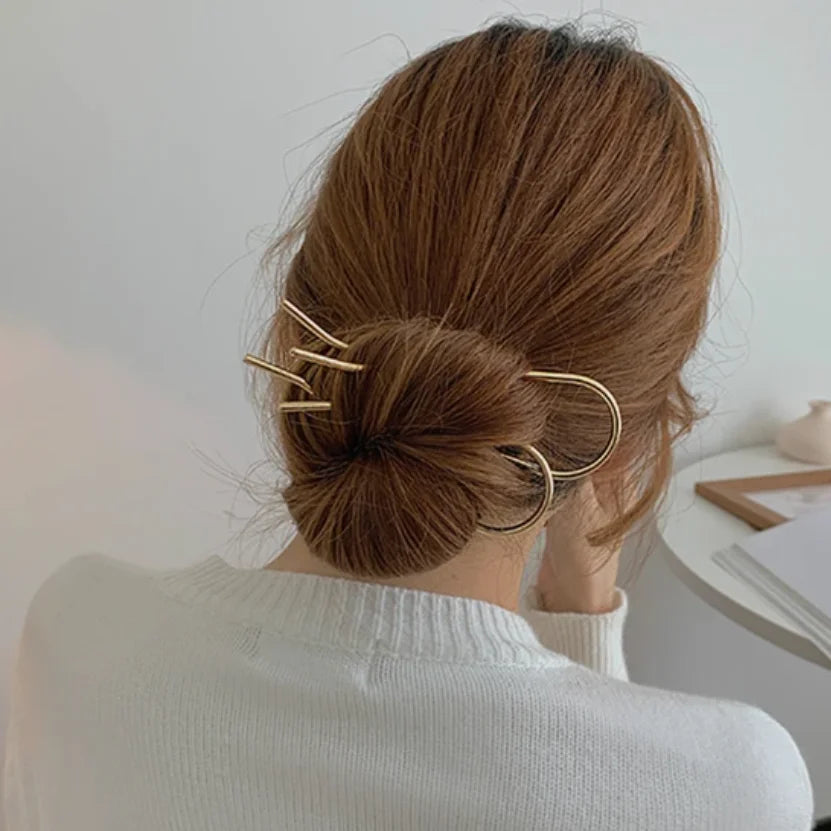 2Pcs French Pins Hair Pins 5.5 Inch Metal U-Shaped Hair Clip Hair Vintage French Twist Hair Pin for Women Girls Hairstyle Gifts