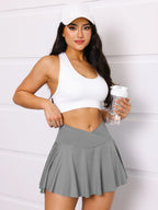 3Pack Dopamine Pockets Tennis Skirts for Women Fitness Skinny Pleated Skirt Outdoors Corset Pockets Shorts High V Waist