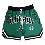 Chicago Basketball Shorts Men's Casual Sports Shorts Breathable Running Training Five Points PantsMesh Fitness Short Trousers