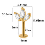 361L Surgical Steel Marquise Vertical Post Helix Piercing Crown/Butterfly Earrings Cartilage Helix Stud Body Piercing Jewelry