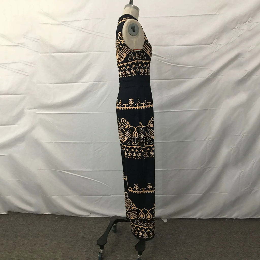 Elegant Women Wide Leg Long Juumpsuit 2024 Spring Summer Fashion Printed Sleeveless Casual Holiday Bodysuits Jumpsuits Trousers