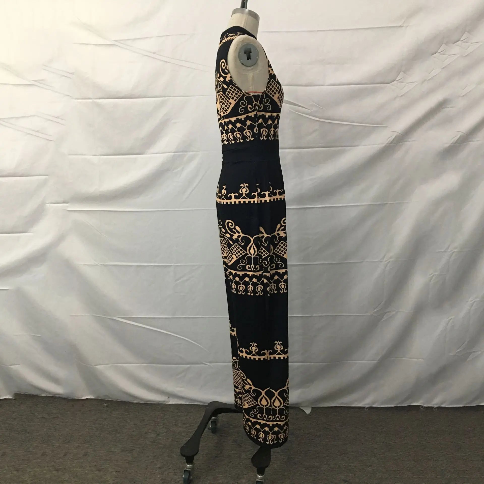 Elegant Women Wide Leg Long Juumpsuit 2024 Spring Summer Fashion Printed Sleeveless Casual Holiday Bodysuits Jumpsuits Trousers