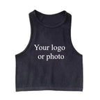 DIY Print Customize Sleeveless Vest Women's Summer High Waist Short Crop Top Fitness Running Yoga Clothes Slim Fast Dry Clothes