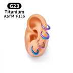 ASTM F136 Titanium 16G Moon Septum Hoop Ring Anodizing Hinged Segment Nose Clicker Tragus Helix Daith Earring Piercing Jewelry