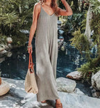 2023 AliExpress Europe and America New Jumpsuit Women's Cross border Summer Female Thread Backless Solid Color Sexy jumpsuit