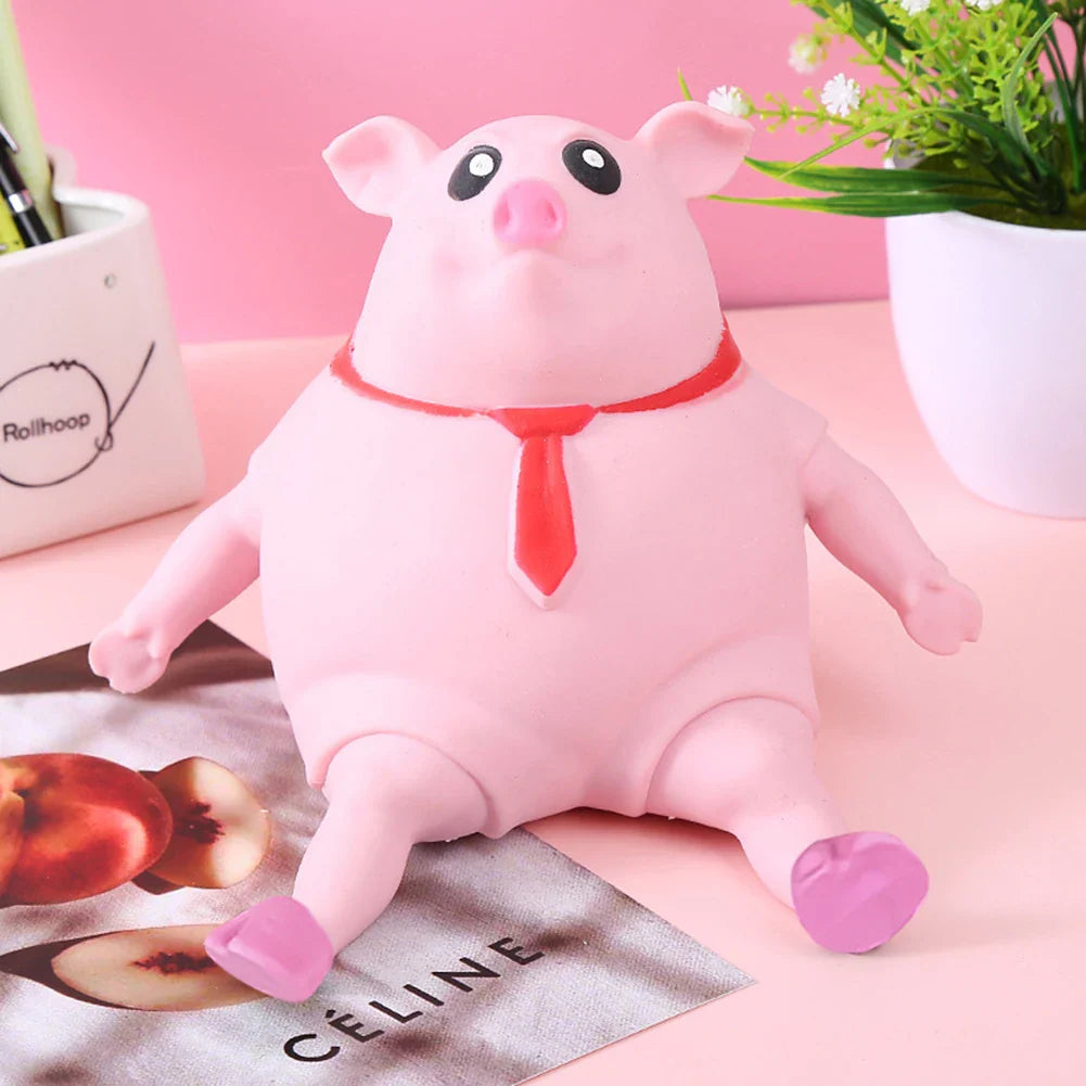Cartoon Toy Pig Stretch Creative Sensory Toy Rebound Pig Stress Relief Toy Funny Squeeze Soft Pig Toy for Girls Boys