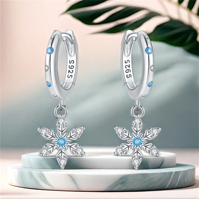 Earrings For Women Silver 925 Fashion Butterfly Snowflake Earrings Cubic Zircon Ear Studs Silver 925 Original Jewelry Gifts