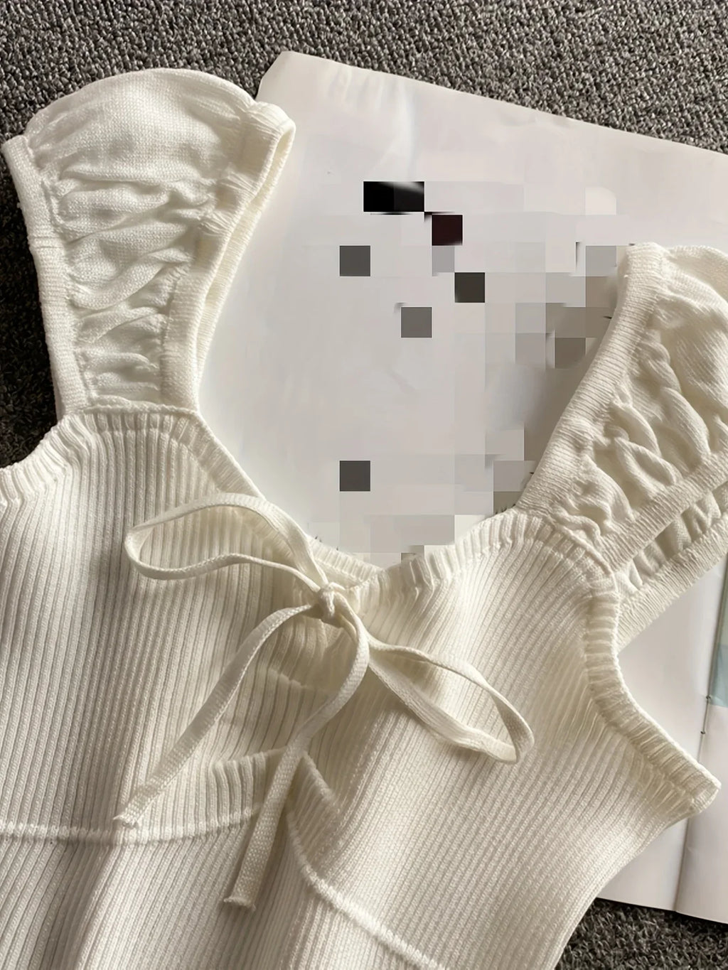 2024 Solid Color Ribbed Knotted Tank Top Casual Round Neck Tank Top For Spring & Summer Women's Clothing Knit Crop Top