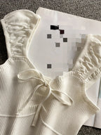 2024 Solid Color Ribbed Knotted Tank Top Casual Round Neck Tank Top For Spring & Summer Women's Clothing Knit Crop Top