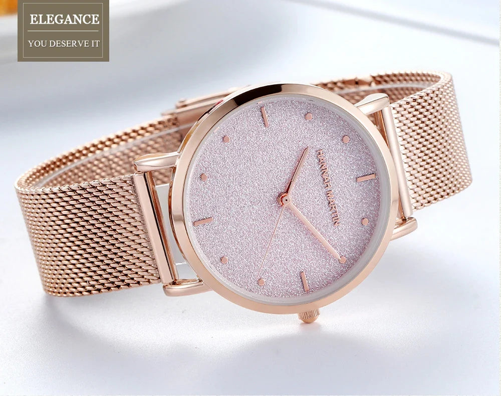 2025 New Women's Luxury Watch Matte Dial Japanese Quartz Movement Stainless Steel Mesh Strap Hannah Martin Brand Original Watch