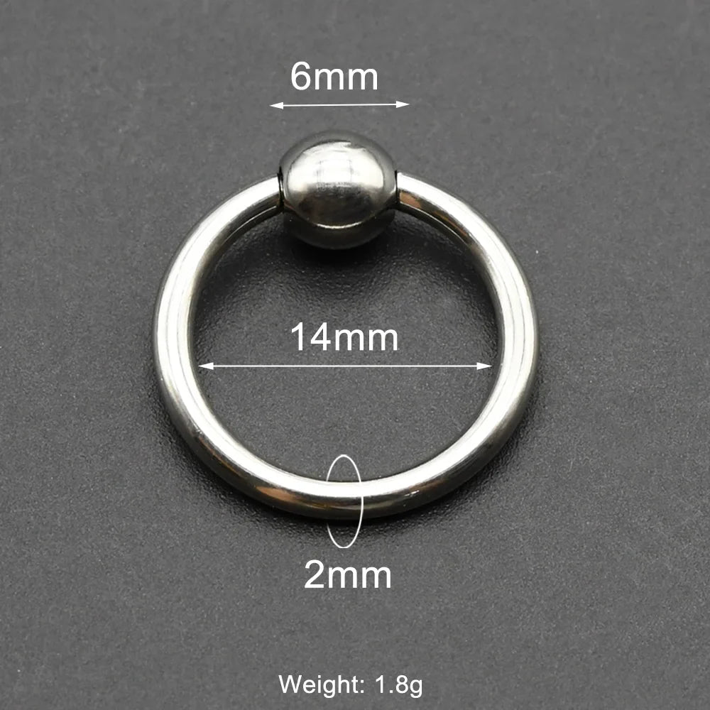 1Pc Large Gauges Stainless Steel CAPTIVE SPRING BEAD RING for Septum Piercing BCR Nose Ring Hoop Expander Earlobe Earrings 00G