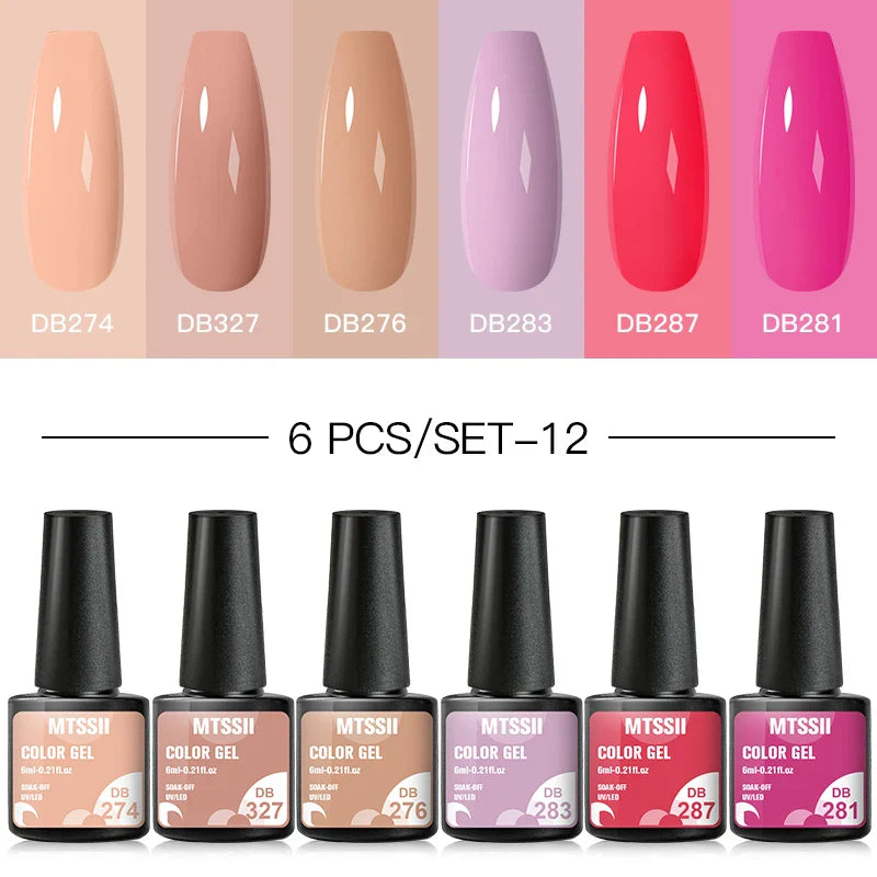 10PCS/Set Gel Nail Polish Set 125 Colors Glitter Semi Permanent Hybrid Gel Varnishes Base Top Coat Soak Off UV LED Nail Art Gel