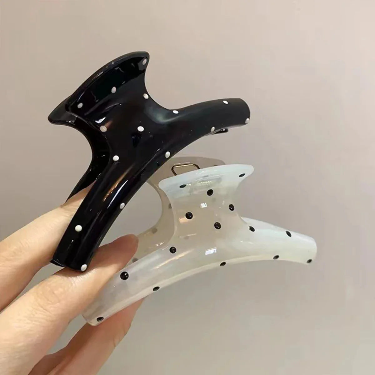 1pc black and white polka dot streamer bow grab clip luxury versatile shark clip hair clip hair grab elegant hair accessories