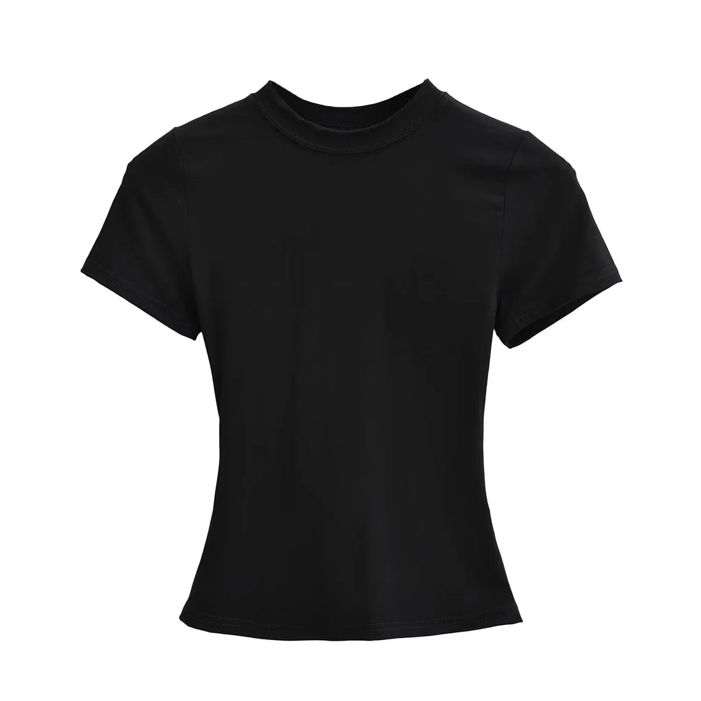 2025 New High Quality Casual T shirt Sexy Slim Short Sleeves Fashion Trend Solid Women Clothing y2k Tops