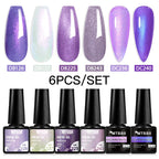 6PCS/SET Glitter Bright Pink Peach Gel Nail Polish Kit Spring Colorful Semi Permanent Soak Off Art UV Gel Varnish For Manicure