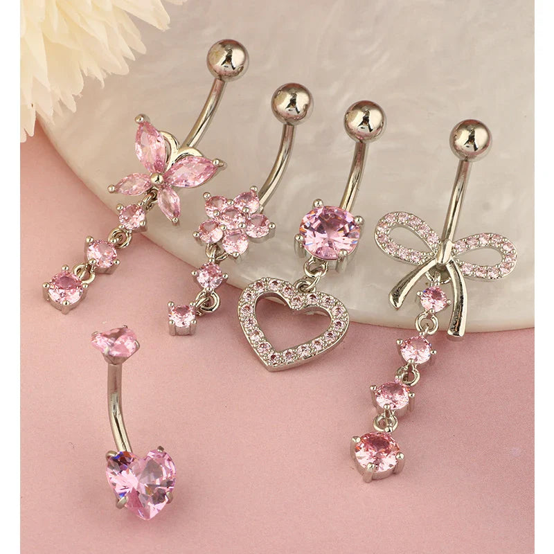 5PCS Cute Dangle Belly Ring Pack 14G Navel Piercing Bulk Sexy Belly Ring Set Belly Button Ring Lot Pircing Ombligo Jewelry