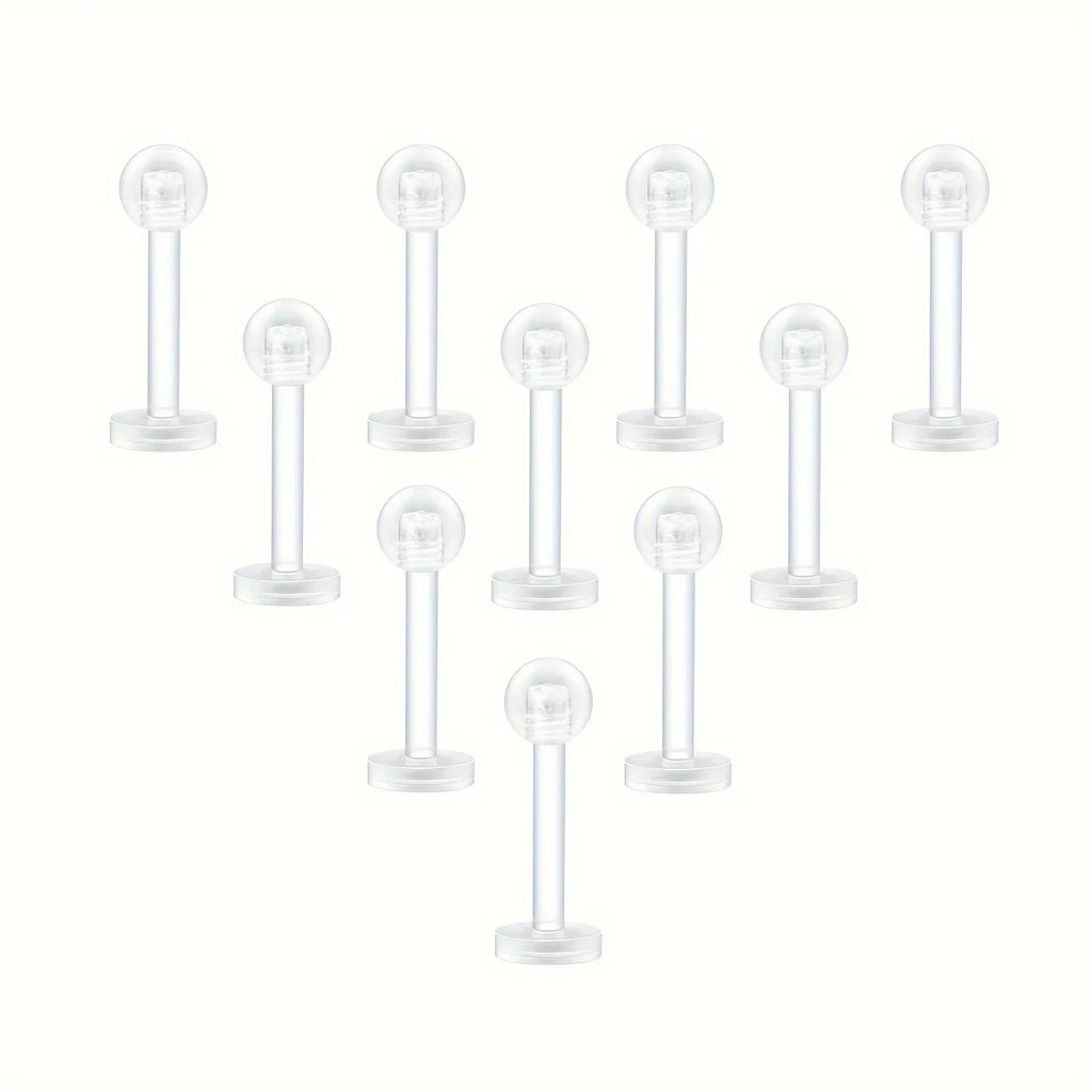 10~20pcs/Set Transparent Acrylic Bioflex Tragus Retainer Lip Studs Ear Helix Earring 6mm 8mm 10mm 12mm Body Piercing Jewelry