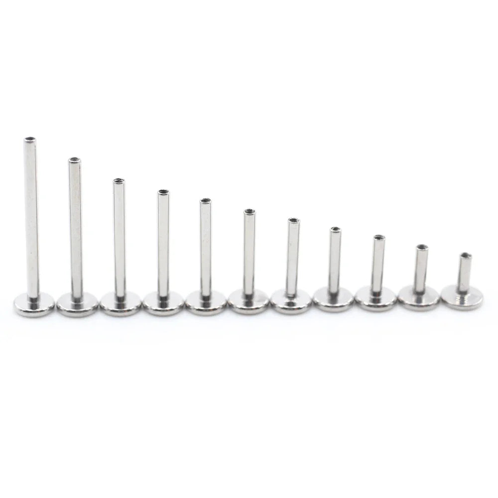 Alisouy 1PC G23 Titanium Internally Threaded Labret Shaft Lip Replacement Flat Bar Ear Tragus Stud Earring Body Piercing Jewelry