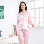 2 Piece Personalized Name Women Sleepwear Faux Silk Satin Pajamas Set Long Sleeve Sleepwear Pajamas Suit Female Homewear