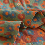 2025 New Spring/Summer Pajamas Three Piece Set Thin 100%Cotton Crepe Ladies Short Sleeves+Shorts+Pants Flip Collar Home Suit Set