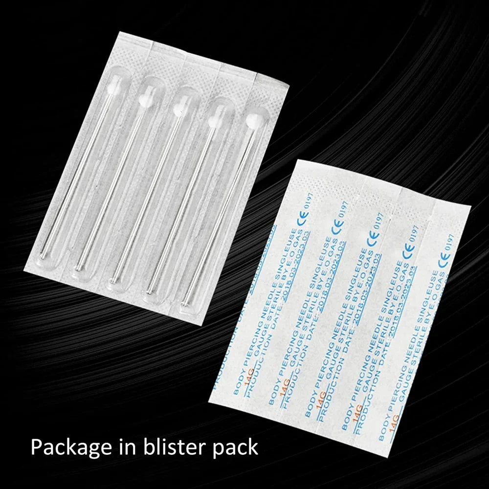 100/50/5pcs Disposable Piercing Needles 12G 14G 16G 18G 20G Ear Nose Navel Nipple Sterile Piercing Needle Permanent Makeup Tools