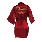 Customized Name Date Wedding Bathrobe Faux Silk Bridal Robe Bride Bridesmaid Wedding Robes Woman Bachelorette Hen Party