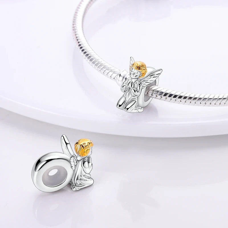 925 Silver Lucky Guardian Angel Dangle Beads Charm Women Fit Original Bracelet Necklace Original DIY Jewelry Making Gift
