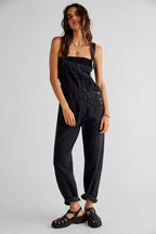 Casual Women Summer Vintage Retro Denim Long Jumpsuit Spaghetti Strap Straight Romper Pants Baggy Bib Overalls Jumpsuits