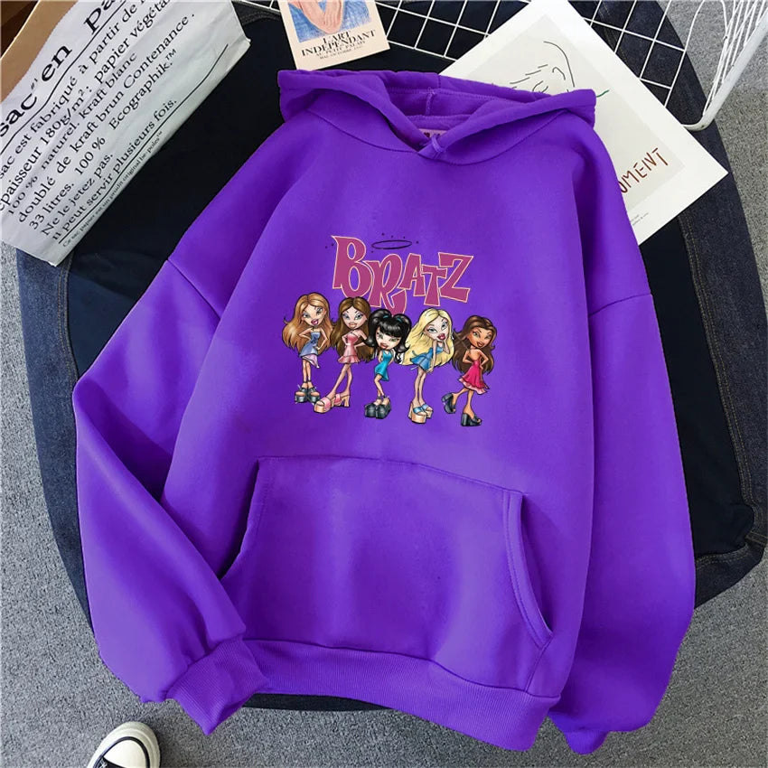 Bratz Letter Printed Plus Size Woman Hooded Sweatshirt Women Hoodie Hip Hop Long Sleeve Streetwear Unisex Male Clothes Tops