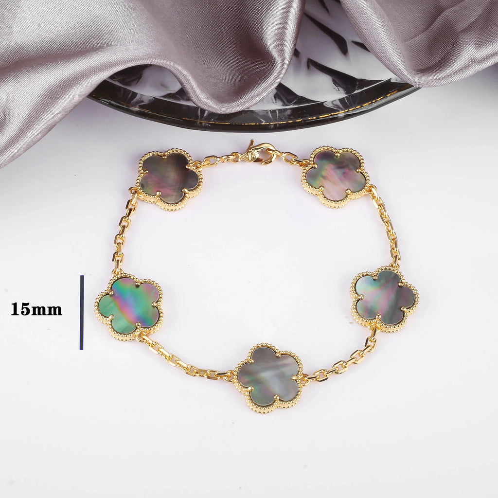 7 colors classic simple five-leaf flower pendant necklace natural stones clover Choker Chain for women party daily wear jewelry