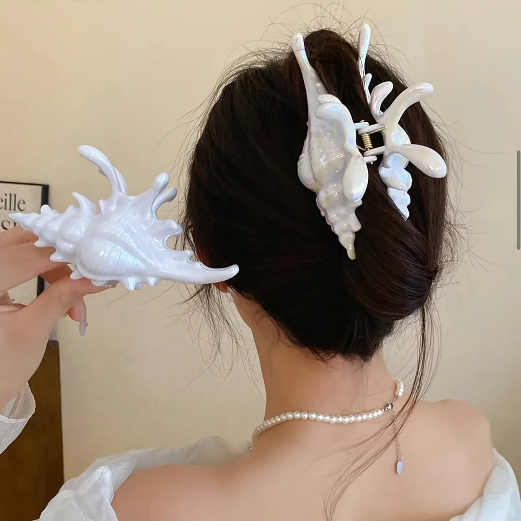 1pc creative design sense conch clip hair clip summer beach style shark clip ocean hair accessories hair grab party
